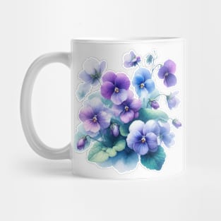 Watercolor Violets Purple Pansy Watercolor Painting Mug